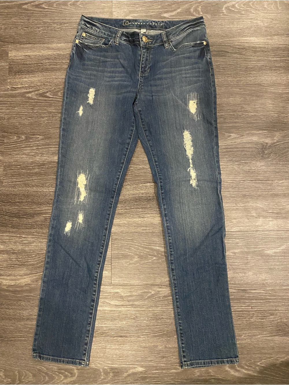 LC Lauren Conrad Dark Blue Distressed Skinny Jeans